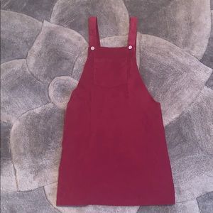 Red Overall Corduroy Dress